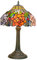 Blivuself Tiffany Lampe Glasmalerei Lampe rot orange lila rosa Rose Tischlampe für Schlafzimmer Nachttisch Lesen Schreibtisch Licht Wohnen Büro Retro 12“ Village Style Geschenk Nachttischlampen