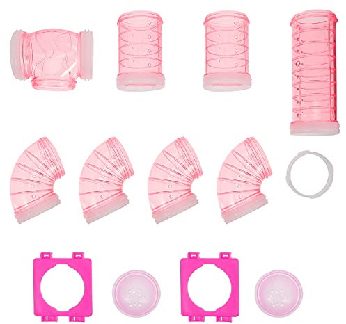 Balacoo Kit de connexion pour hamster rose - Tube incurvé - Tunnel pour cage à hamster - Jouet amusant pour petits animaux, rat, hamster syrien, gerbille