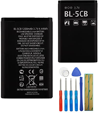E-yiiviil Ersatzakku BL-5CB Kompatibel mit Nokia 105 2019 Nokia 1800 E60 3600 3660 with Tools