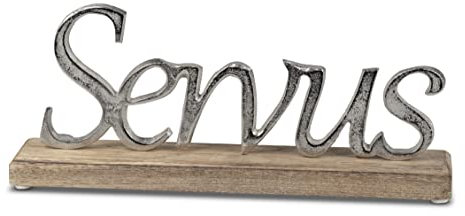 Schriftzug Servus aus Holz und Aluminium ca. 34x14 cm