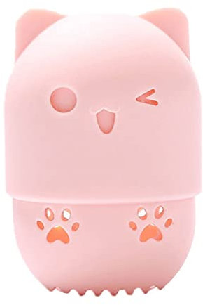 Support D'éponge De Maquillage En Silicone 1pc Fond De Chantier En Forme De Chat Fondation Sponge Protection Case De Protection Beauty Blender Titulaire Capsule Cosmétique Sponge(rose)