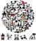 100 Stücke Panda Aufkleber, PVC Wasserdichte Panda Aufkleber, DIY Panda Aufkleber, Wasserdichter Aufkleber, Dekoration für Laptops, Koffer, Skier, Gitarren