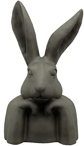 ETC putziger origineller Osterhase als Büste matt schwarz in Shabby Optik Landhaus Stil (klein ca. 30,5 cm hoch)