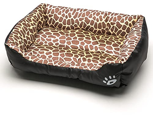 LTJXL Haustierbett, Großer Hund Hundebett Winter Warm halten Waschbar Bett, Rutschfester Hundekorb für Kleine, Mittelgroße, Grosse Hunde,Leopard,L 66x50cm