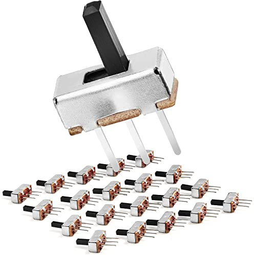 Chanzon SPDT Mini Micro Slide Switch 1p2t 2 Position 20pcs 6mm Toggle Vertical Slide Switch Panel Mount Small High Knob Vertical For PCB Arduino Breadboard Dip Miniature SlideSwitch