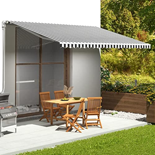Markisenbespannung Anthrazit und Weiß UV-Schutz, wasserdicht, Sonnenschutz, geeignet für Garten, Veranda, Pergola, Rasen, Balkon, Terrasse, Markise 5x3 m