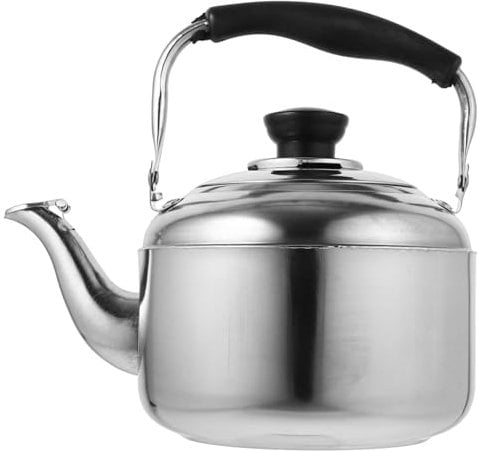 Cabilock Edelstahl Pfeifender Wasserkessel 1.5 L Flötenkessel Teekessel Pfeifkessel Holzgriff Wasserkrug Teekanne Wasserkocher Kochkessel Universal für Gas Herd Gasherd Kochplatten