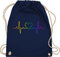 Turnbeutel Rucksack - LGBTQ Kleidung Pride Flag - Herzschlag Regenbogen Pride - Unisize - Navy Blau - gym beutel tasche stoff baumwollbeutel turnsackl taschen stoffbeutel mit kordelzug - WM110
