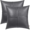BRAWARM Kunstleder-Kissenbezüge, 50,8 x 50,8 cm, graue Leder-Kissenbezüge, handgenäht, dekorative Dekokissen für Couch, Sofa, Bett, Wohnzimmer, Zuhause, Garten, 50,8 x 50,8 cm, 2 Stück