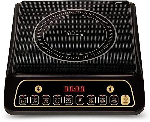Lifelong Inferno LLIC60 - Placa de inducción doméstica 2000 W con 7 opciones de menú indio preestablecidas y apagado automático, cocción fácil, 1 año de garantía (negro)