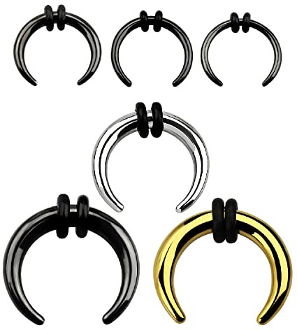 1,6 mm - 3 mm Dehnsichel Pincher Septum Ohr Dehnschnecke Dehnstab Nase Nose Gold 2 mm * 10 mm