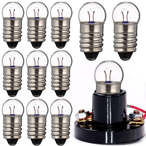 VILLCASE 10 Stück Kugellampe E10 2,5V/0,3A DC Glühlampe, Schraubanschluss Glühlampen-Set E10 Glühbirne klare Birnen Glühbirnen-Kit Glas Kleine Glühbirnen Suite Die Glühbirne Student Zubehör
