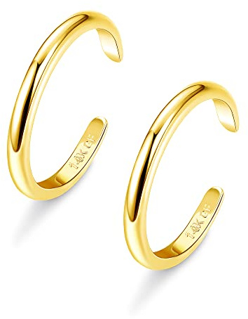 HAIAISO 14K Gold Plated Toe Rings Adjustable Toe Ring for Women Thin Toe Rings Open Band Toe Ring Summer Beach Foot Jewelry Set 2Pcs