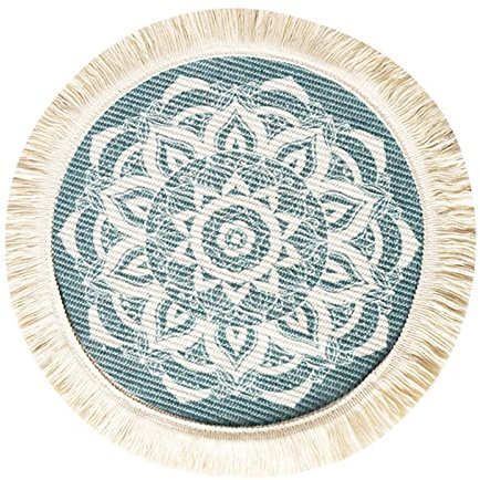 EXQUILEG 4er Set Rund gewebte Tischsets mit Quaste Waschbar, Boho Baumwolle Platzsets Untersetzer Hitzebeständig und rutschfest, Ideal für Küche, Party, Hochzeit usw (#1,36cm)