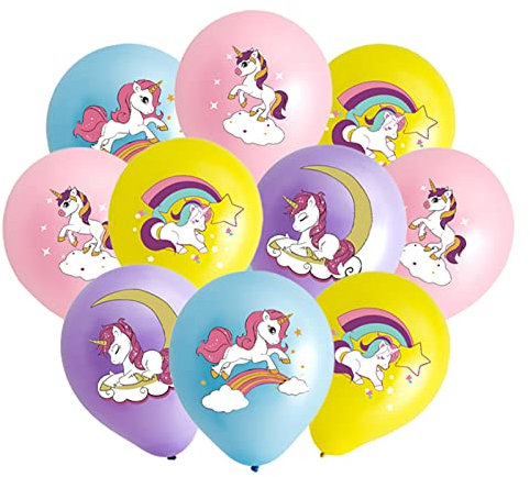 Einhörner Geburtstags Party Dekorationen, 16 Stück 12 Zoll Pony Latex Ballons für Kinder Junge Mädchen Einhörner Thema Deko Geburtstag Party Supplies