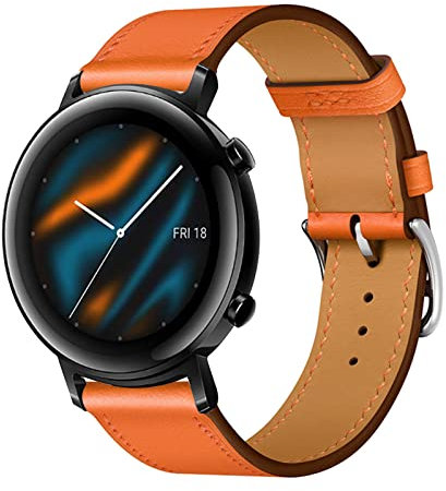 Armband für Huawei Watch GT2 42mm/GT 42mm Band, Weich PU Leder Keine Lücke Uhrenarmbänder Loop für Herren Damen Lederarmband mit Huawei Watch GT2 42mm/GT 42mm (N,GT2/GT 42mm)