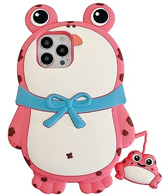 CrazyLemon für iPhone 12/12 Pro Hülle, Weich Silikon 3D Karikatur Charakter Kawaii Hülle Schützende Stoßfest Hüllen Junge Mädchen Teenager HandyHülle - Frosch Rosa