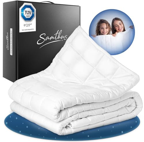 Samthus Gewichtsdecke 135x200cm 3kg Oeko-Tex Zertifiziert - Entspannungsdecke 100% Baumwolle - Schwere Anti-Stress & Therapiedecke - Besser schlafen mit unserer schweren Bettdecke - Weighted Blanket