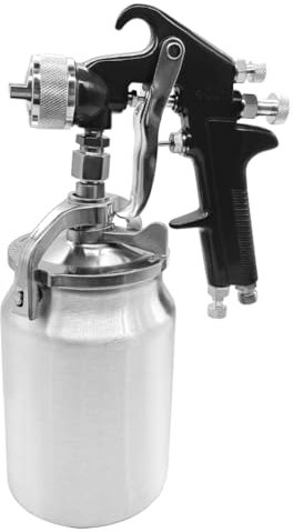 Joywayus HVLP Spray Gun with Cup, 1.8mm Nozzle, 34oz 1000cc Capacity, Professional Siphon Feed Pneumatic Air Paint Sprayer Gun, Black Handle