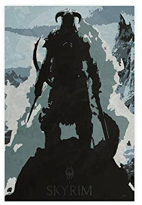 EMIGOS Skyrim Leinwand-Poster, Schlafzimmer, Dekoration, Sport, Landschaft, Büro, Raumdekoration, Geschenk, ungerahmt, 30 x 45 cm