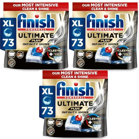 Finish Ultimate Plus Infinity Shine Dishwasher Tablets bulk |Scent: Fresh | 219 Dishwasher Tabs (73 tabs x 3) | For Unbeatable* Clean & Diamond Shine