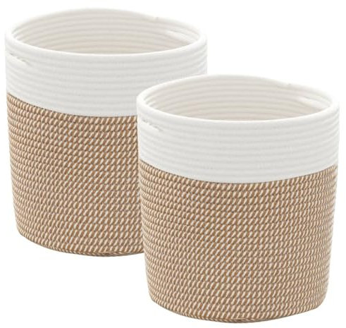 vidaXL Aufbewahrungskörbe 2 Stk. Braun und Weiß Ø28x28 cm Baumwolle