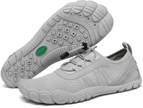 SAGUARO Badeschuhe Wasserschuhe Barfuss Schuhe Damen Herren Barfußschuhe Schnelltrocknende Schwimmschuhe rutschfeste Strandschuhe Aquaschuhe mit Dicker Sohle Grau,Gr.42