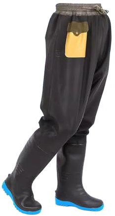 JCWGLY Stivali da Pesca Pantaloni Caldi Per Trampolieri Con Stivali Da Uomo, Stivali Da Pesca Leggeri Con Tasche, Adatti Al Piede (Color : Black, Size : 43 EU)