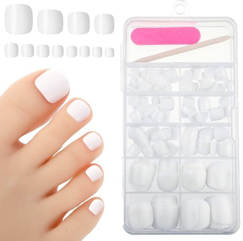 Ouligay 240 Stück Zehennägel zum Aufkleben Fußnägel zum Aufkleben Künstliche Fussnägel Weiß Fußnägel Tips Full Cover Fake Nails für Nail Art DIY