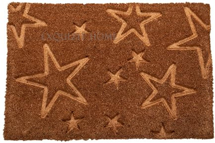 Doormats Coir Door Mat Heavy Duty Coir Door Mat Welcome Front Door Home Garden Mats 40x60cm (Emossed Stars)