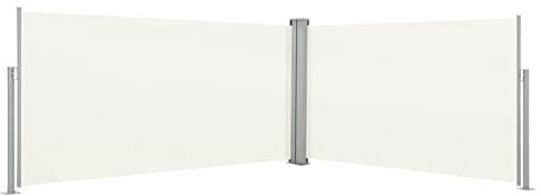 Gecheer Tenda,da Sole,Laterale,Retrattile,Estensibile,con 2 Pannelli,Crema,160x600 cm,Tenda da Sole per Esterno,Tenda da Sole Patio,Tenda Paravento da Esterno,Tenda da Sole da Balcone,Terrazzo