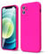 oakxco for iPhone 12 Case Liquid Silicone, Neon Bright Solid Color, Soft Rubber Gel Elegant Aesthetic Cover, Thin Slim TPU Matte Plain Smooth Case for Women Girl Cute, Hot Pink Fuchsia