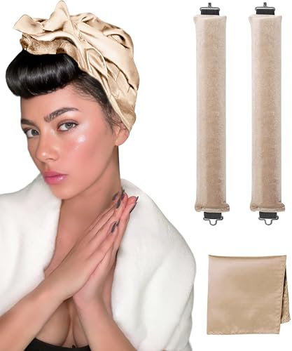 YOSHUYUKI Heatless Curls Overnight Rods No Heat Hair Curlers to Sleep Jumbo Foam Large Hair Rollers for Long Short Hair Heatless Curling Rod Set Styling Tools with Silk Scarf Wrap for Sleeping Beige