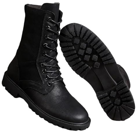 OUBOSI Stivali Da Uomo Scarpe In Pelle Di Mucca Mantieni Caldi Stivali Alti In Vera Pelle Per Uomo Stivali Da Moto Con Utensili Alla Moda Stivali Da Neve Invernali