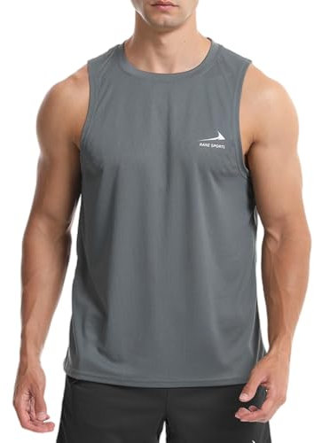 Herren Tanktop Gym Tshirt Muskel Fitness Training Laufshirt Fitness Tanks Ärmelloser T-Shirt Grau XL