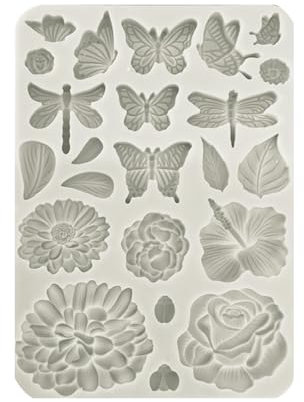 Stamperia - Silicon Mould A5 for Scrapbooking, Bullet Journals and More, Butterflies and Flowers, Non-Stick, Suitable for Air-Dry Clay and More, Perfect for Crafts and Gifting (Secret Diary)