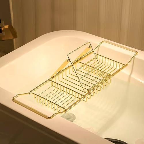 Badewannentablett, Badewannentablett aus Edelstahl mit Verstellbarer Tablet-Halterung, 26–39 Zoll ausziehbarer Badewannen-Caddy-Halter, multifunktionales Badewannen-Organizer-Zubeh