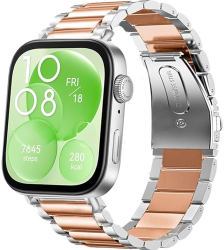 Blueshaweu Metal compatible con Huawei Watch Fit 3 Reloj, correa de acero inoxidable compatible con pulsera Huawei WATCH FIT 3 1,82 pulgadas Smart Watch