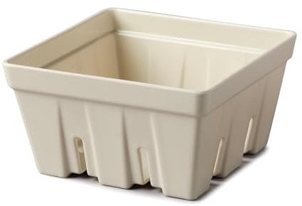 Zeal Fridge Storage Box for Fruits and Berries, Melamine Kitchen Storage Container – Wash and Serve Berry Colander Box, Large 15cm (Cream)
