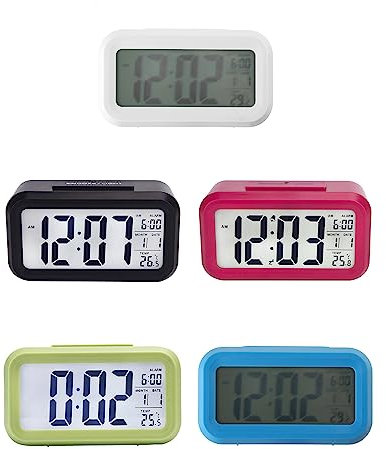jojobasec Wecker mit großem Bildschirm, digitaler Anzeige, elektronischer Schlummer, Stummschaltung für Uhrzeit