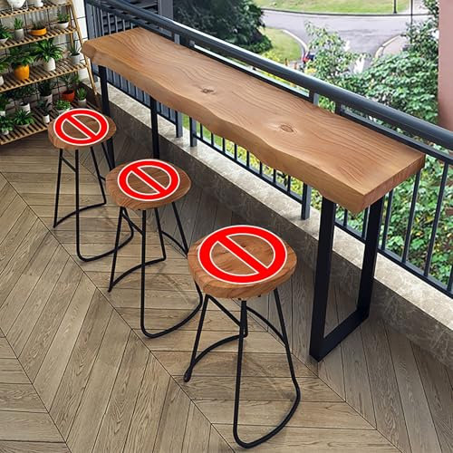 Hoixin Table de bar industrielle en bois massif table de comptoir haute Table de bistrot Plateau en bois massif et pieds en métal table de pub rectangulaire Convient aux bars et cafés (Seul tableau)(1