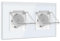 BSEED Schuko Steckdose mit Wasserdichter Abdeckung,Wandsteckdose 2 Fach Kristall Glas Platte, Unterputz Doppelsteckdose 16Amp Weiß,Ideal für Feuchträume, Outdoor & Indoor Verwendung