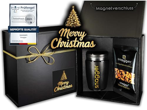 snagger Elite Geschenkbox - Der Snackspender/saubere Hände beim snacken/geeignet für Erdnüsse, NicNacs, UVM/Gamer Geschenk, Geschenke für Männer Frauen/inkl. snaggz+, Christmas Edition