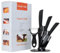 lcvtos Set 5 Couteaux de Cuisine céramique, (5 Couteau Utilitaire, 4 Couteau à Fruits, 3 Couteau à Éplucher, 1 Éplucheur et 1 Bloc à Couteaux) pour Couper les Fruits Légumes Viande, Noir