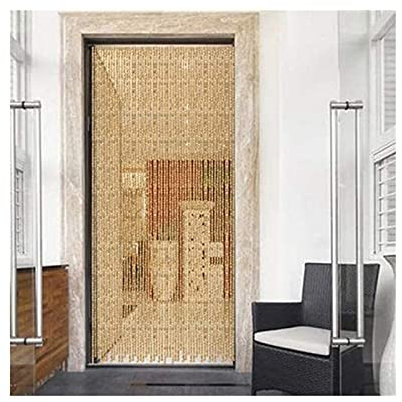 MLLDM Natürlicher Bambus-Türvorhang, String Holzperlenvorhang, dekorative Panellüftung Hölzerne hängende Schiene für Fenster, Raumtrennung drinnen oder draußen(120x200cm 80 Strands)