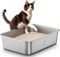 Arenero Gato Acero Inoxidable, Caja de Arena Grande para Gatos, Gatitos y Conejos, Arenero Alto XXL para Gatos, Antiadherente, sin olores y fácil de Limpiar, 45 x 35 x 15cm