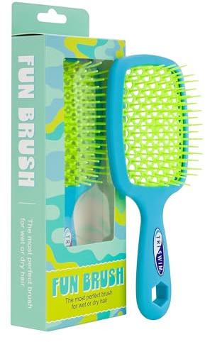 TRISWIM FunBrush Spazzola districante | Per capelli bagnati e asciutti | Spazzola piatta ventilata ad asciugatura rapida | Per capelli ondulati, ricci e lisci