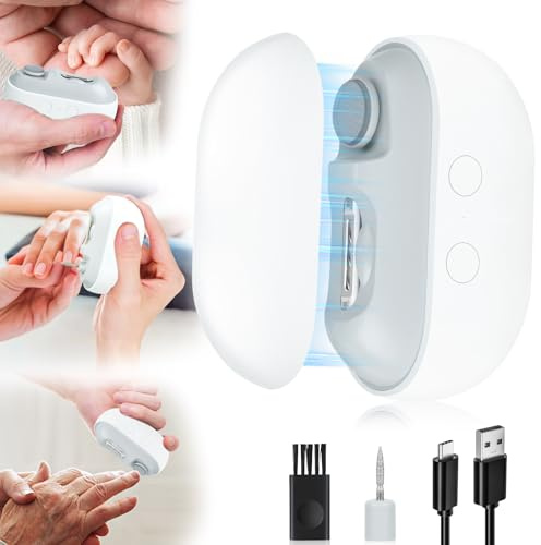 Elektrischer Nagelknipser, 3-in-1 Elektrischer Nagelschneider und Polierer mit Clip-Aufbewahrung & LED-Licht, USB wiederaufladbar & 2 Geschwindigkeitsstufen für Baby, Kinder, Senioren und Erwachsene