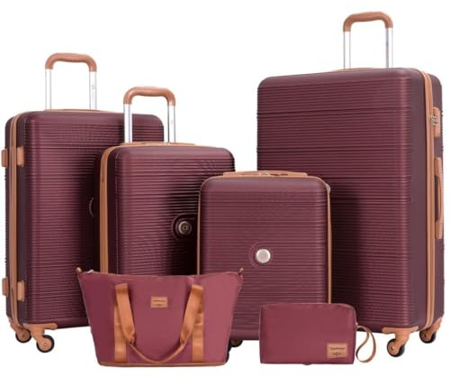 Travelhouse Bari Premium Kofferset 6-teilig – Robust & leichtes ABS Hartschalen Trolley Set mit 4 Koffern, TSA-Schloss, 360° Rollen, Reisetasche & Kulturbeutel – Stilvolles Reisegepäck für Jede Reise