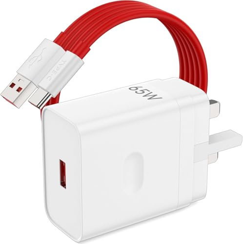 65w Supervooc Charger for Oneplus 13 12 12R 11 10 Pro Open Nord 3 4, 65W USB Fast Charger Plug UK Warp/Dash Charge for OnePlus Nord CE4 3 2 Lite 10T 9T 9 8 8T 7T With 2M USB A to C Charging Cable